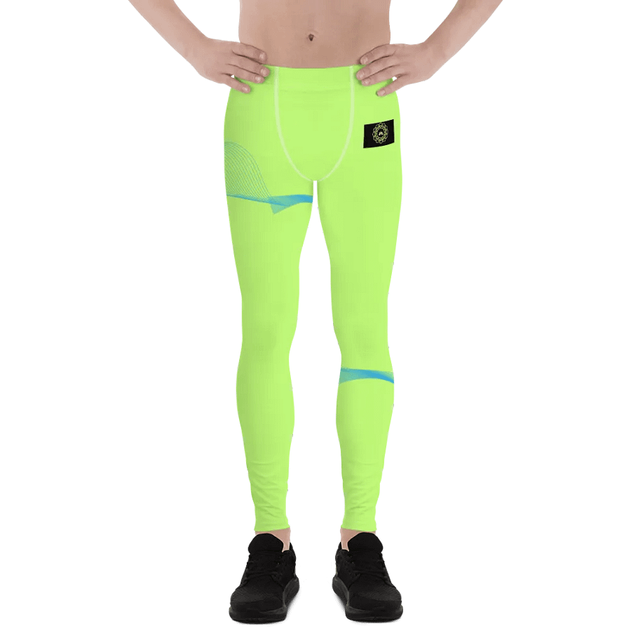 Flowing Blue Wave Men's Leggings_Lime product image (7)