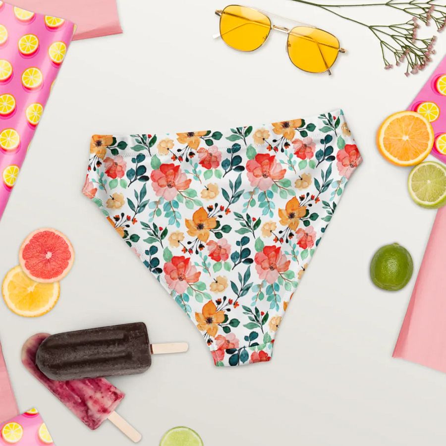 Watercolour Floral Pattern High Waisted Bikini Bottom product image (4)