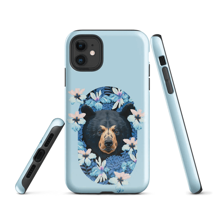 Black Bear with Flowers Tough Case for iPhone product image (1)