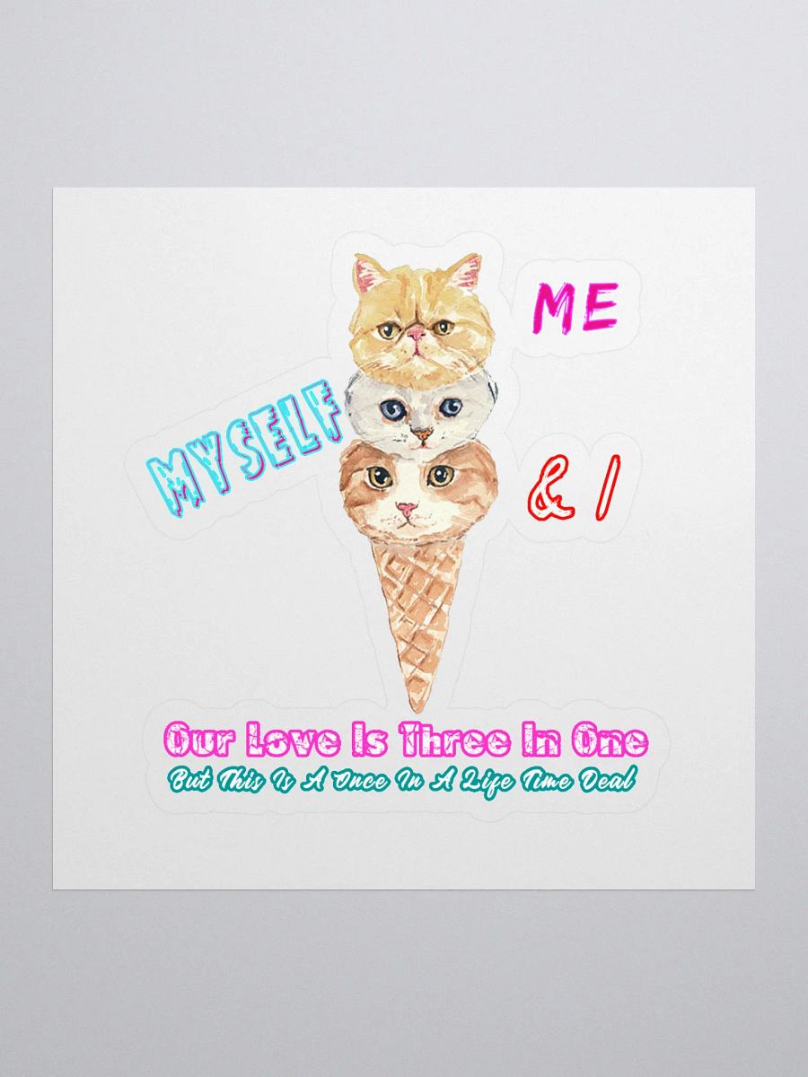 Cute Cat Ice Cream, Funny Cat Sticker, Triple Cat Love sticker, Me, Myself & Cats, Adorable Cat Design, Quirky Cat Art product image (1)