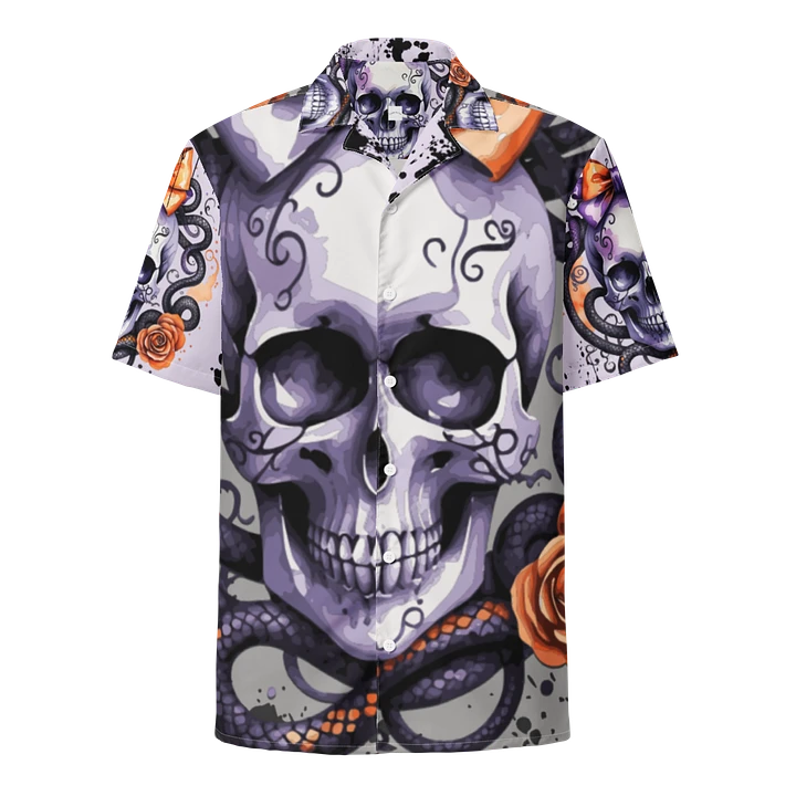 Coquette Style Autumn Skull & Snake Button-Up Shirt product image (1)