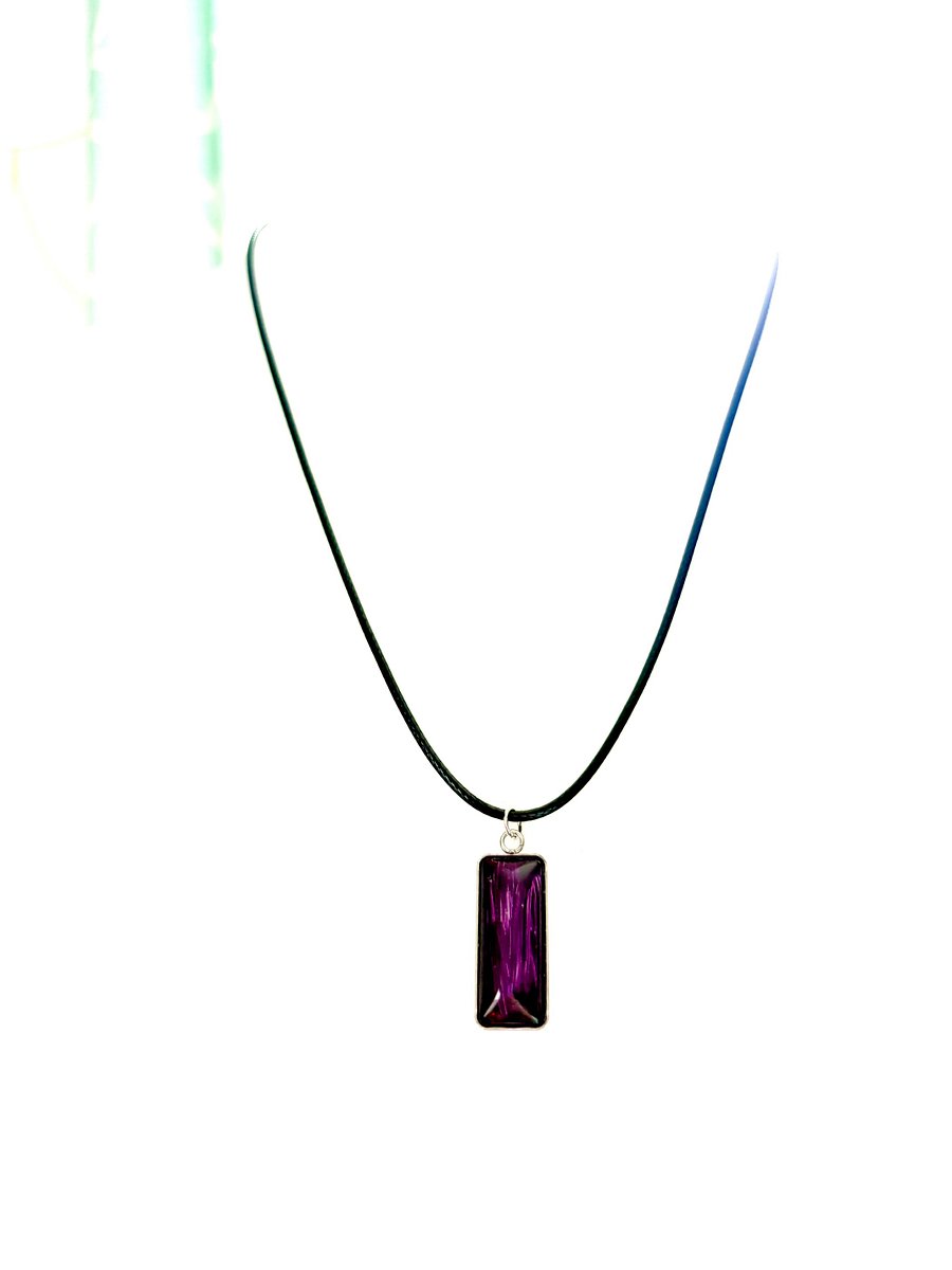 Electric Tide Pendant Necklace | Purple | Rectangle Cabochon | Monique Faella Designs™ | MFD-00139 product image (3)