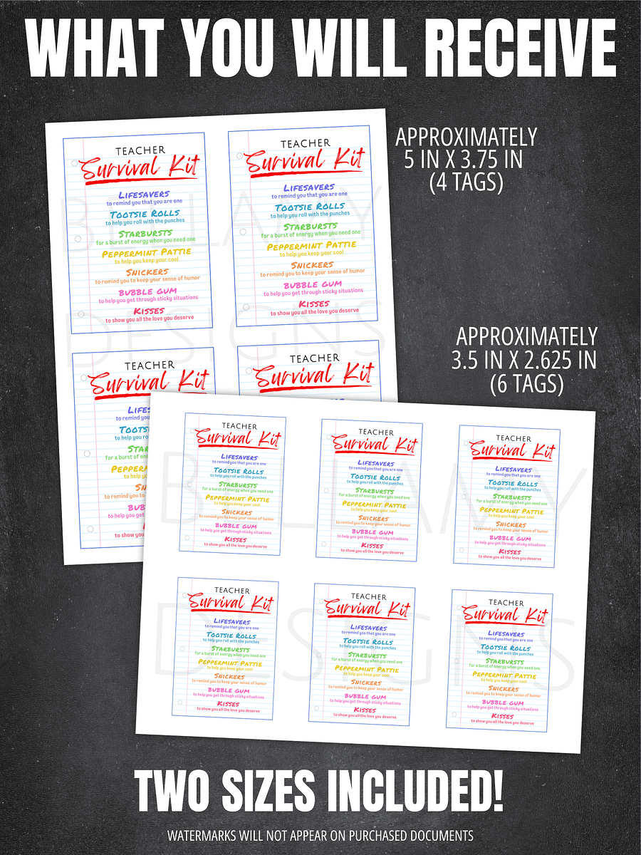 Teacher Survival Kit Gift Tags product image (2)