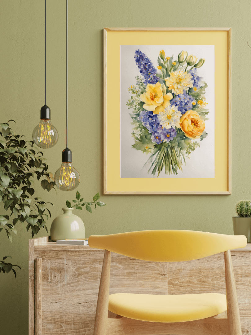 Watercolour Painting Printable Wall Art of FLOWER BOUQUET product image (3)