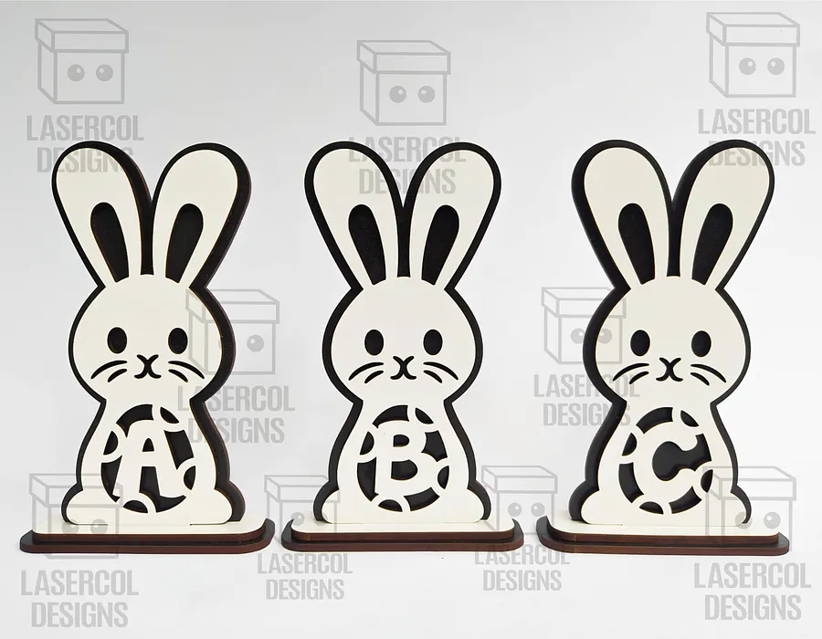 Easter Bunny Monogram Set 1 (3 Sizes) - Laser Cut Files product image (4)