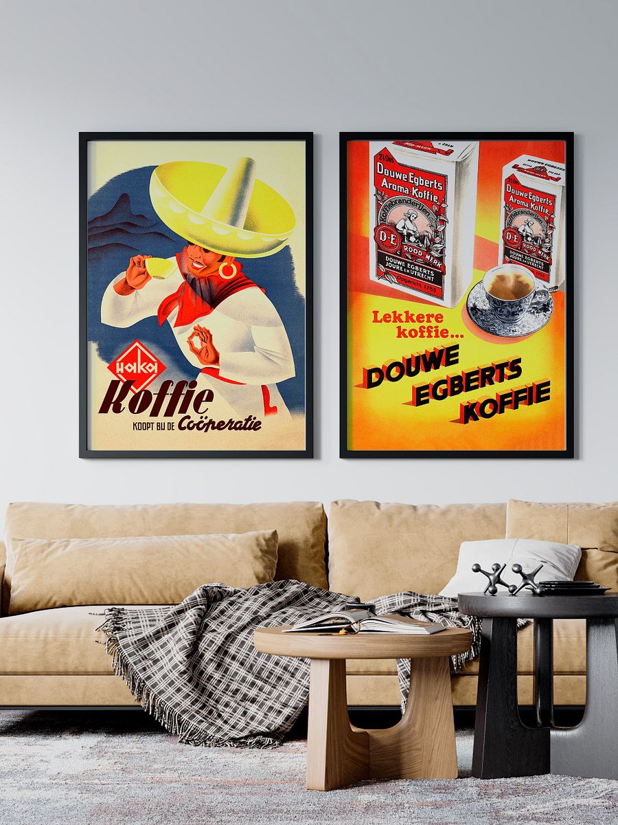 Coffee retro poster (Dutch/Holland), 1950s — coffee vintage poster, coffee print, kitchen art, retro poster, vintage art product image (2)