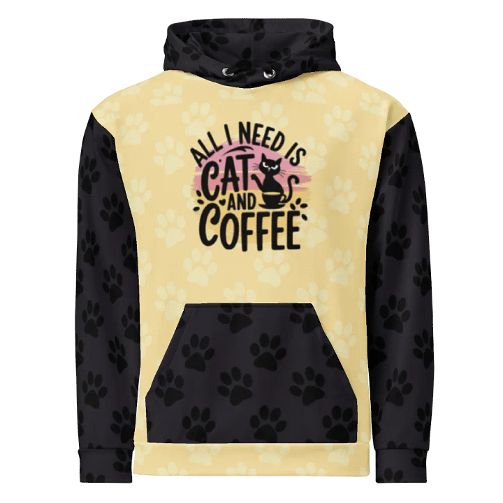 Cat & Coffee Vibes All-Over Hoodie product image (1)
