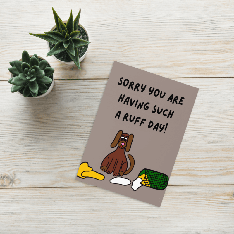 “Sorry You’re Having a Ruff Day” Dog Greeting Card – Cute Pun Card for Encouragement product image (5)