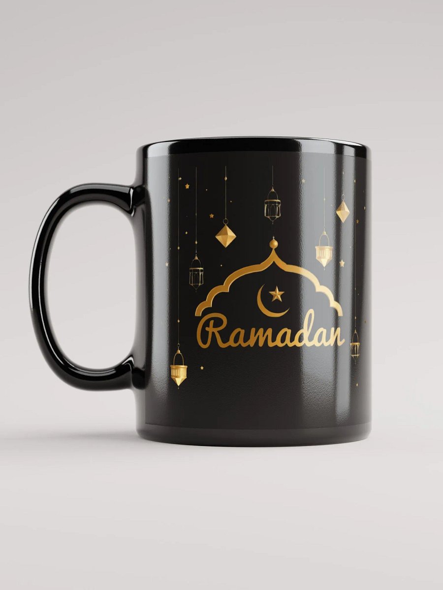 Glossy Black Ramadan Mug – Gold Elegance for the Holy Month product image (12)