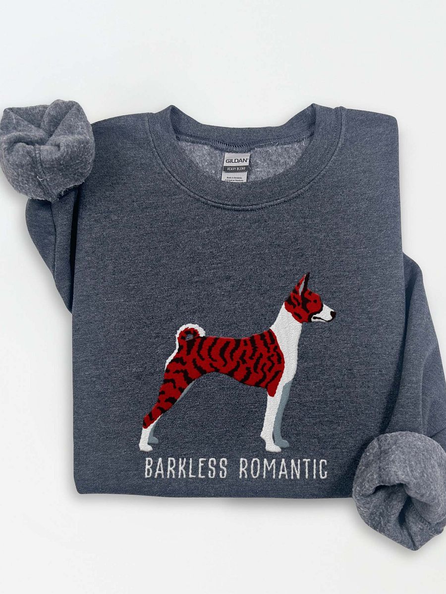 Barkless Romantic Sweatshirt (Embroidered) of a Basenji(Brindle) product image (1)
