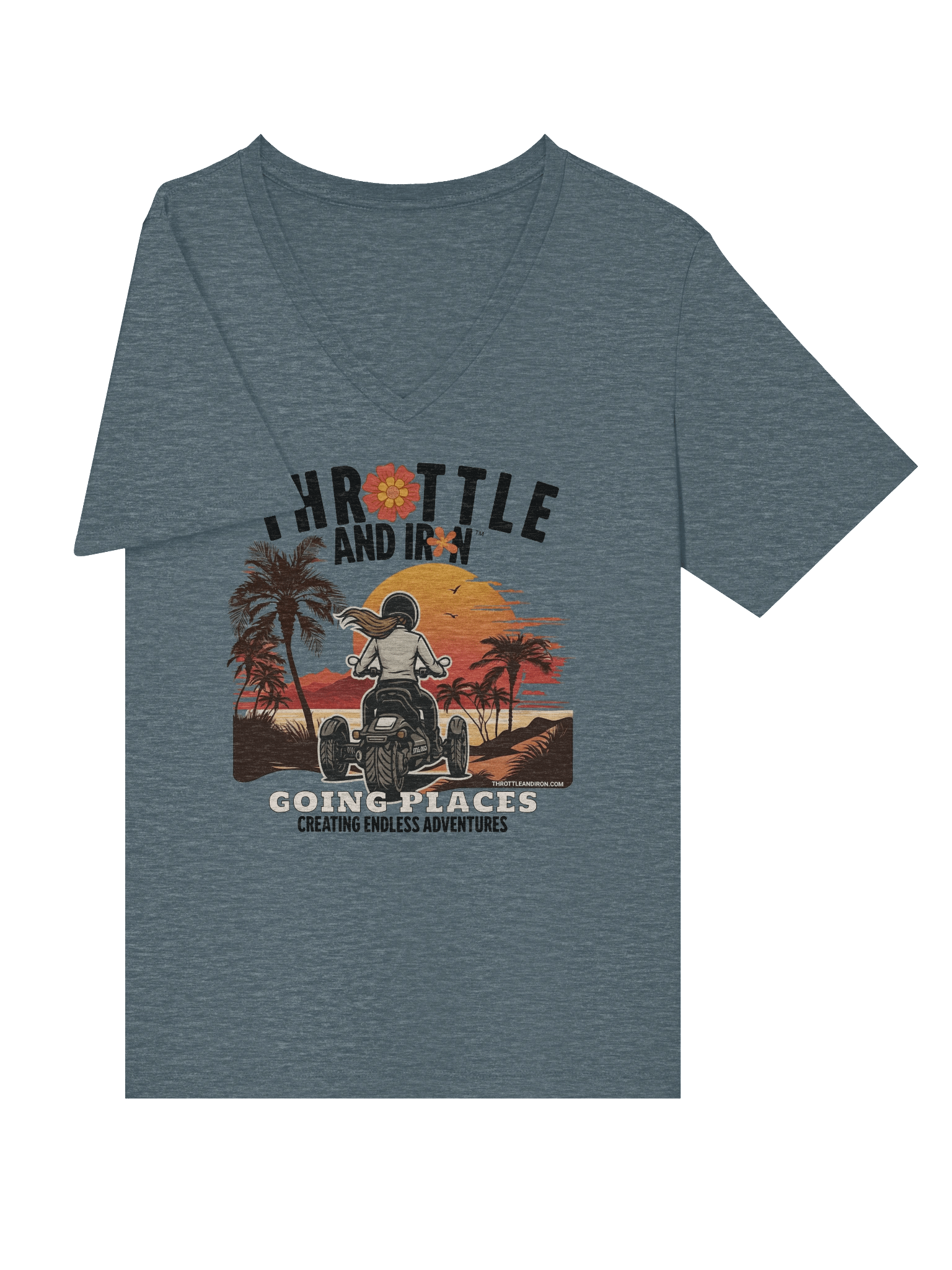 Throttle & Iron “Going Places” Women’s V-Neck Tee (3) Wheel product image (14)