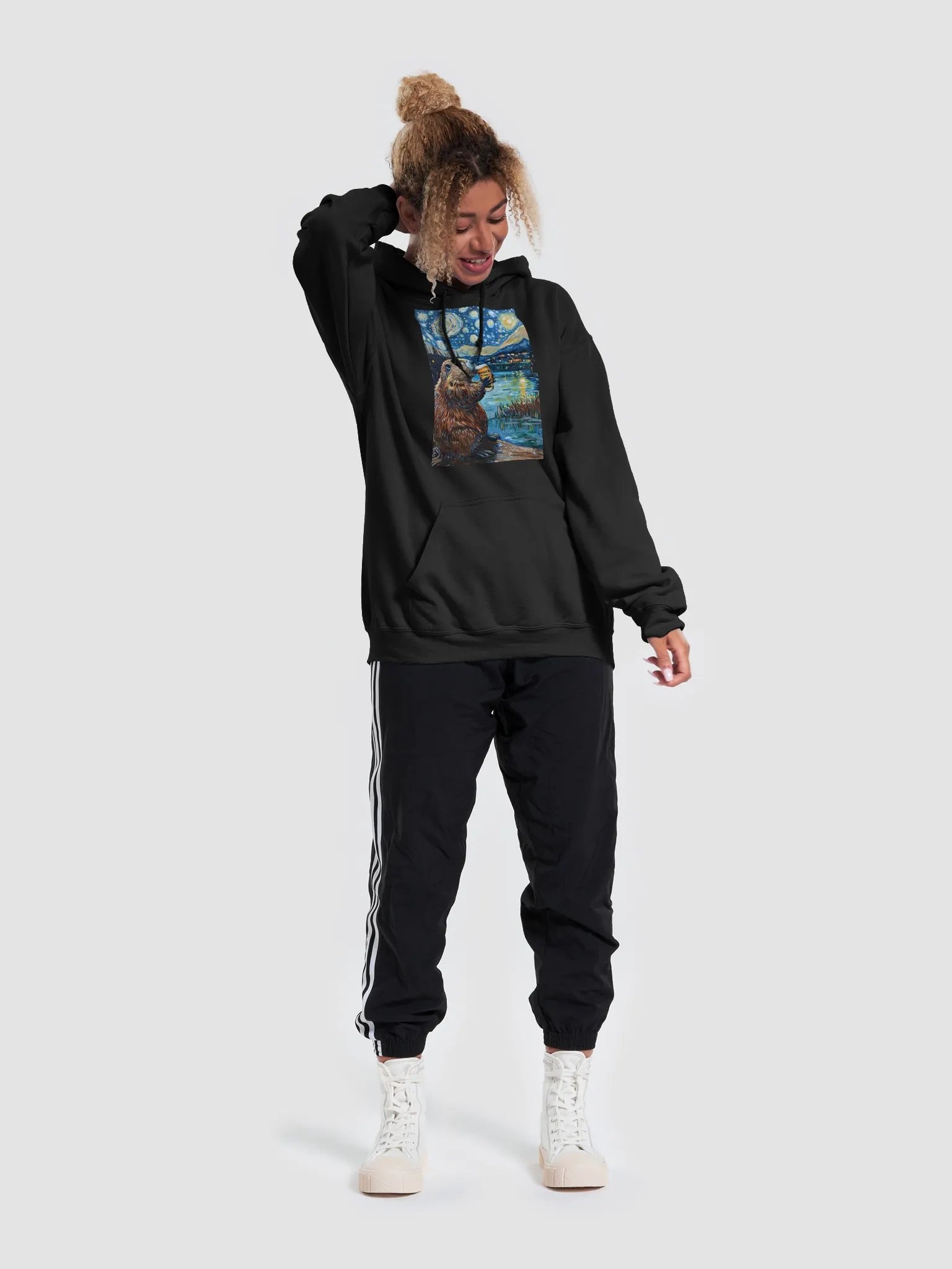 Starry Night Beaver Bober Kurwa Unisex Hoodie product image (6)