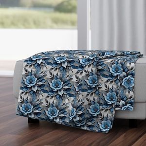 Seamless Pattern - Painted Floral Tile Pattern 3 in Shades of Blue and Gray product image (4)
