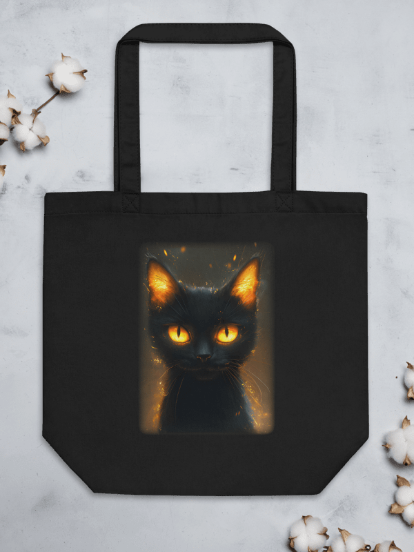 Eco-Friendly cotton Tote Bag. Cat with fire in its eyes product image (3)