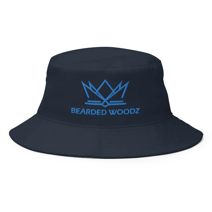 Bearded Woodz Navy Bucket Hat (Aqua/ Teal Embroidery) product image (1)