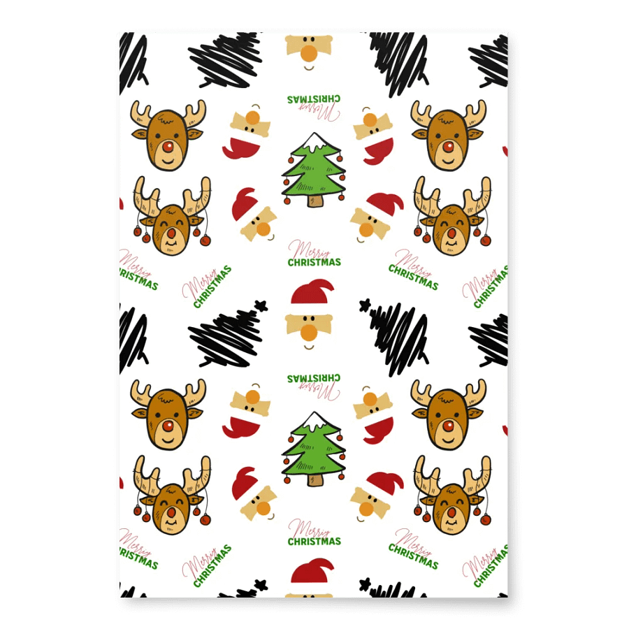 Reindeer, Santa, Christmas Tree Wrapping Paper - White product image (4)