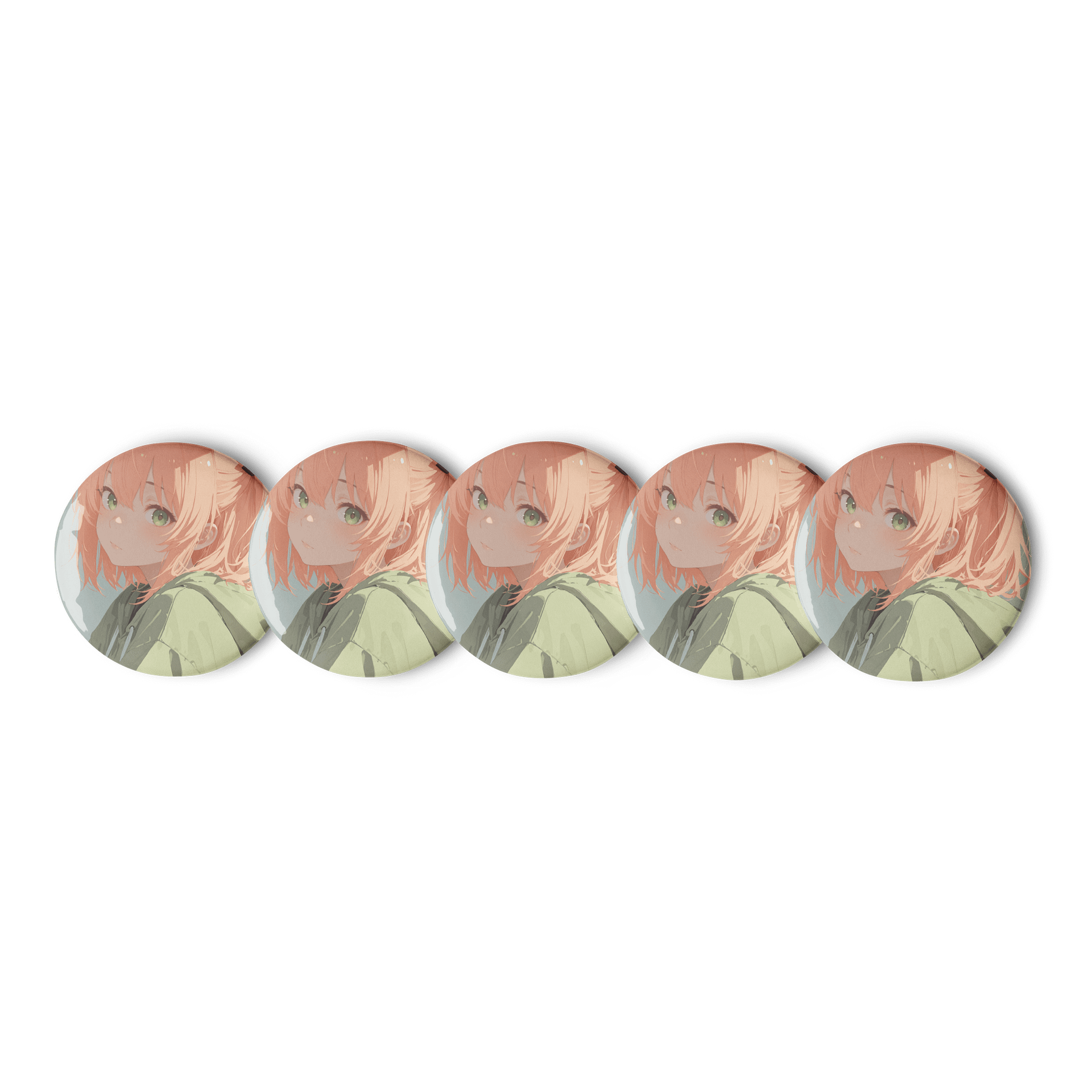 Anime Style Ponytail Character Pin Set product image (1)