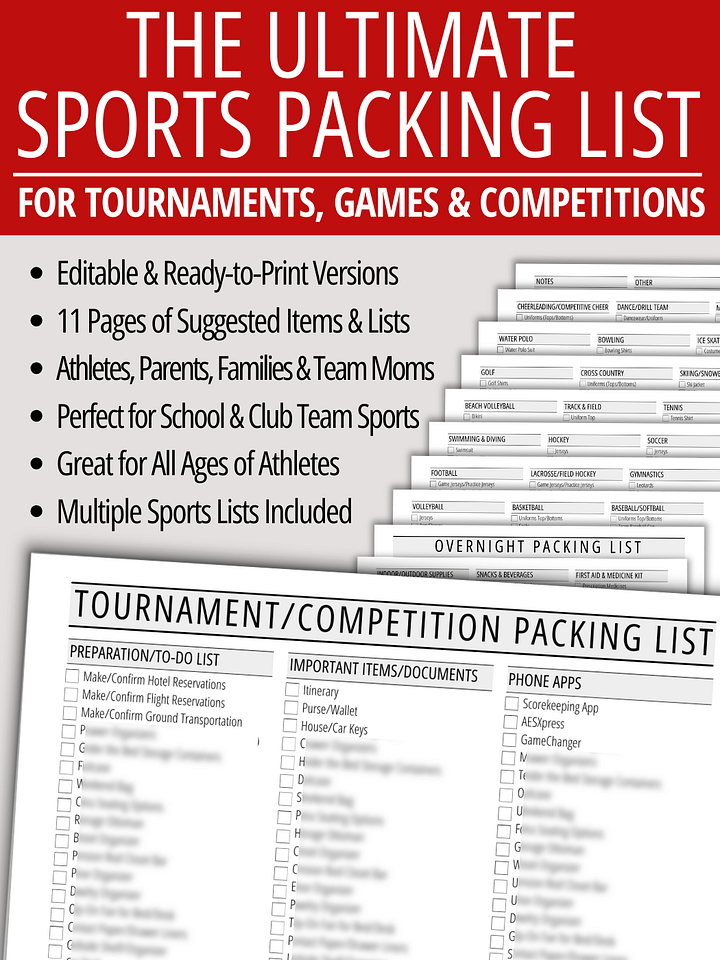 Sports Packing List - Tournaments, Games & Competitions product image (1)