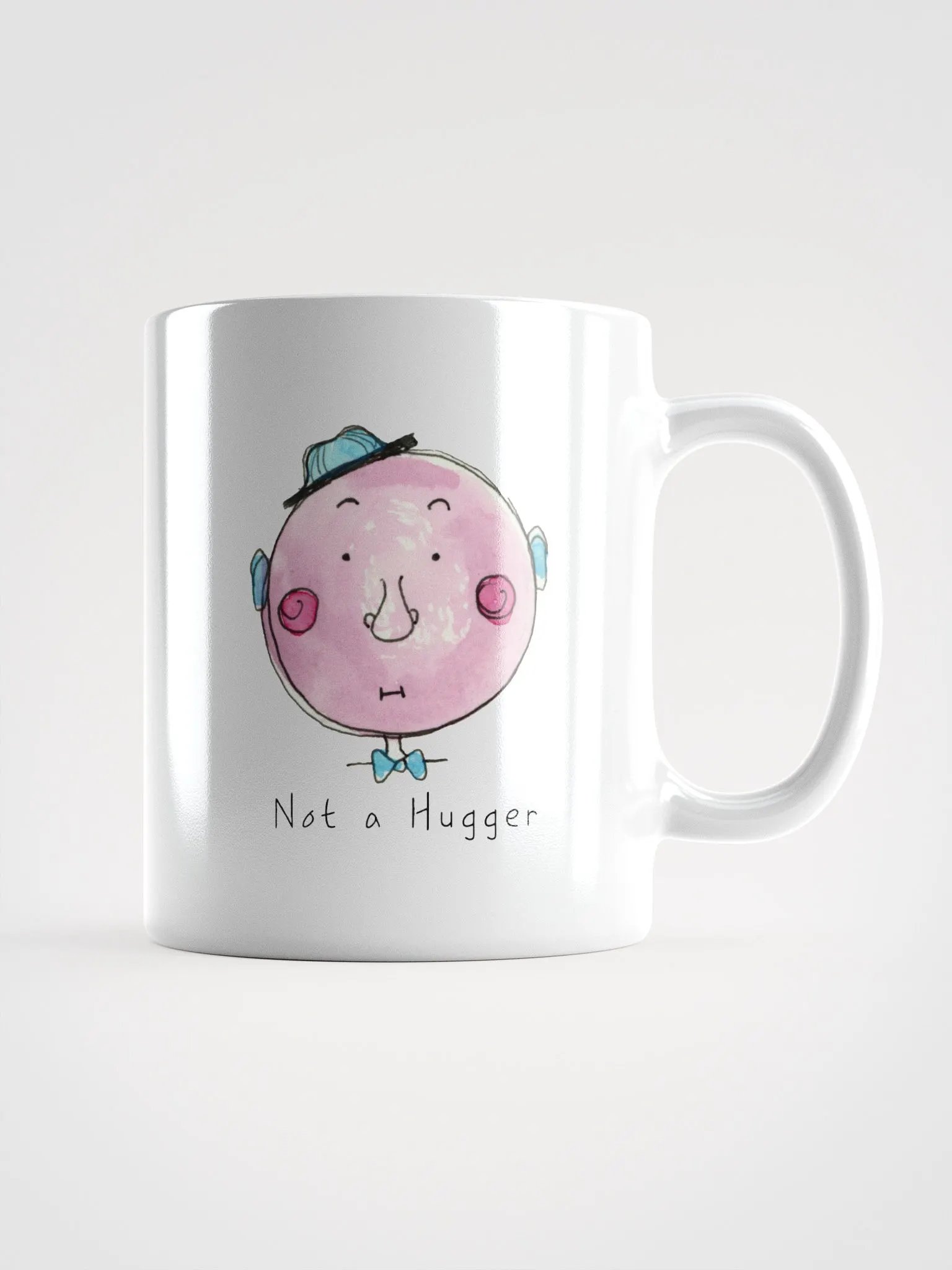 Cheeky Cartoon Faces Not a Hugger White Glossy Mug product image (2)