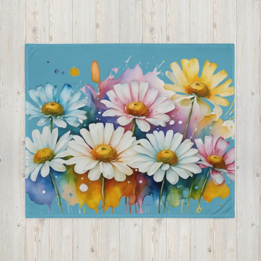 Watercolor Floral Daisy Throw Blanket product image (7)