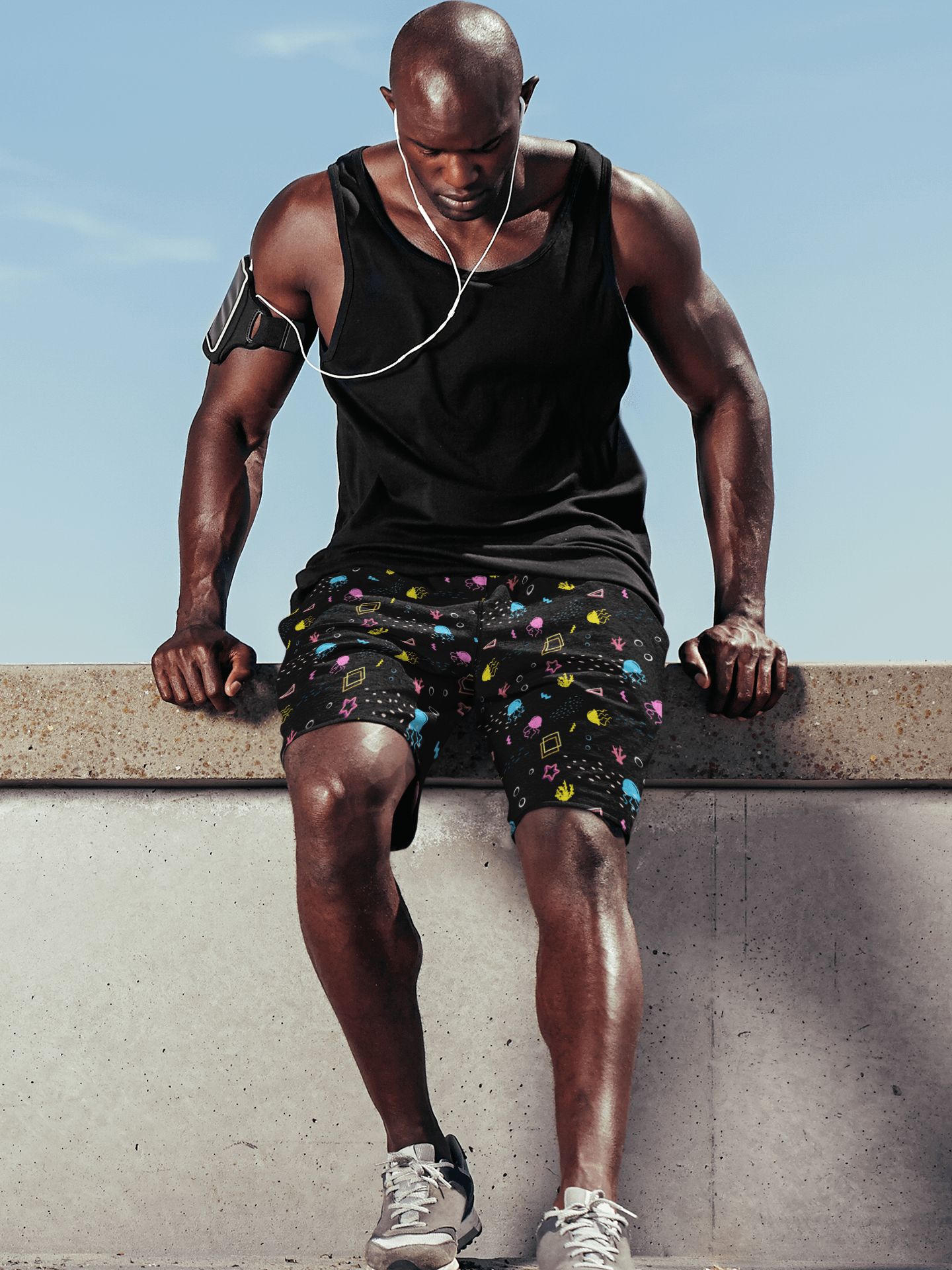 Shifty Seas dark pattern recycled athletic shorts product image (1)