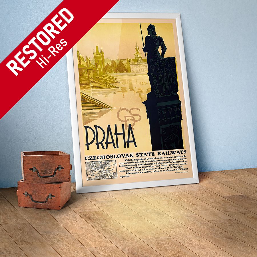 Prague Czech, 1920s — Retro travel poster, vintage travel print product image (1)