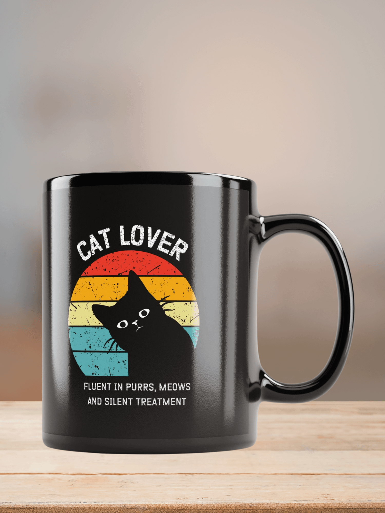 "Cat lover" black glossy mug product image (3)