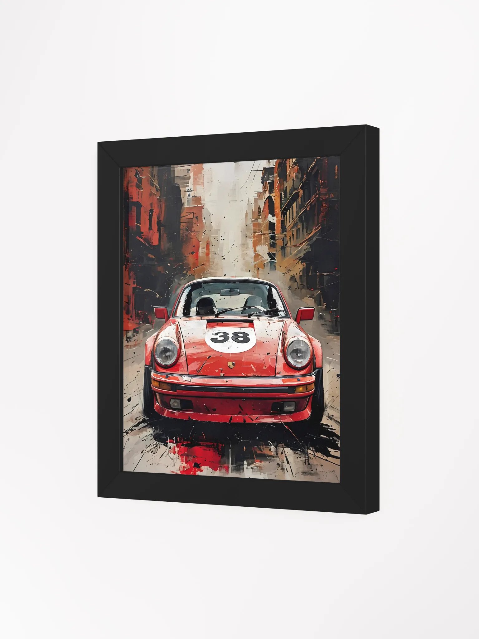 Dynamic Red Sports Car Splash-Paint Poster product image (4)