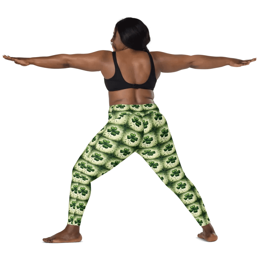 Whimsical Lucky Four Leaf Clover St Patrick’s Day Leggings product image (4)