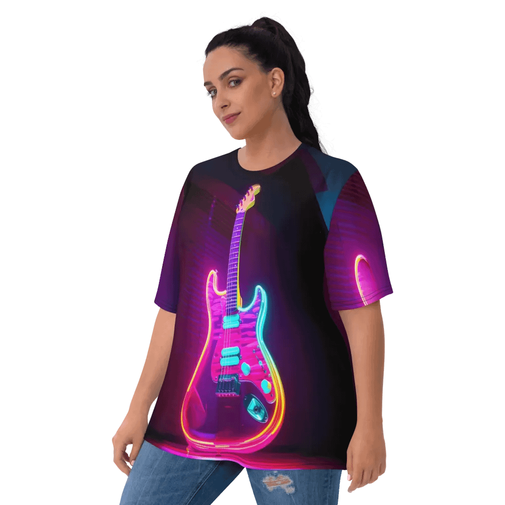 Neon Guitar All Over Print T-shirt product image (3)