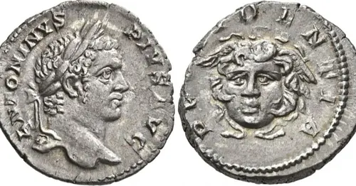 Hammered at 8000 CHF at Leu's Auction 1, lot 259. Caracalla, 198-217. Denarius (Silver, 18 mm, 3.17 g, 5 h), Rome, 207-208. A...