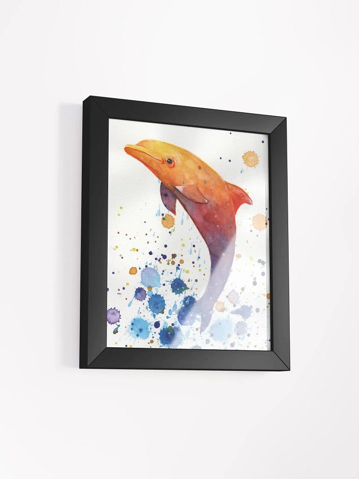 Vibrant Dolphin Watercolor Matte Print Framed product image (12)