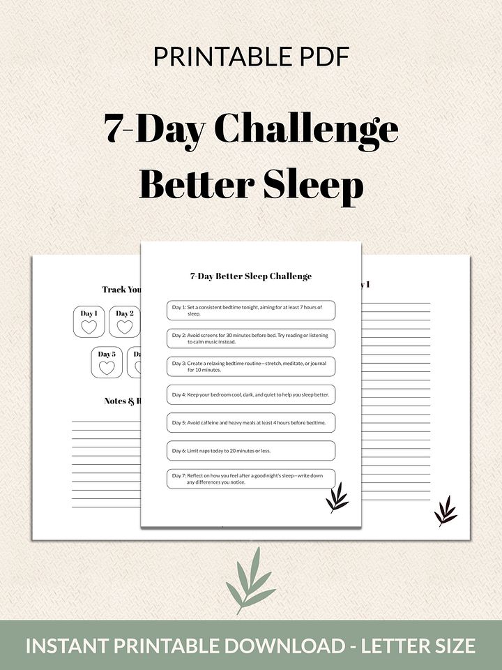 7-Day Better Sleep Challenge Printable product image (2)