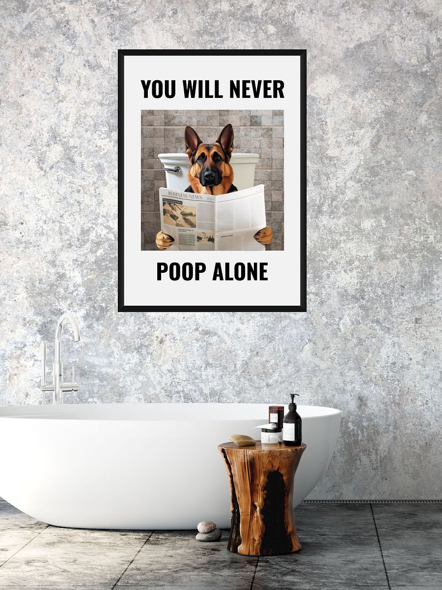 German Shepherd On Toilet Bathroom Downloadable Wall Art product image (3)