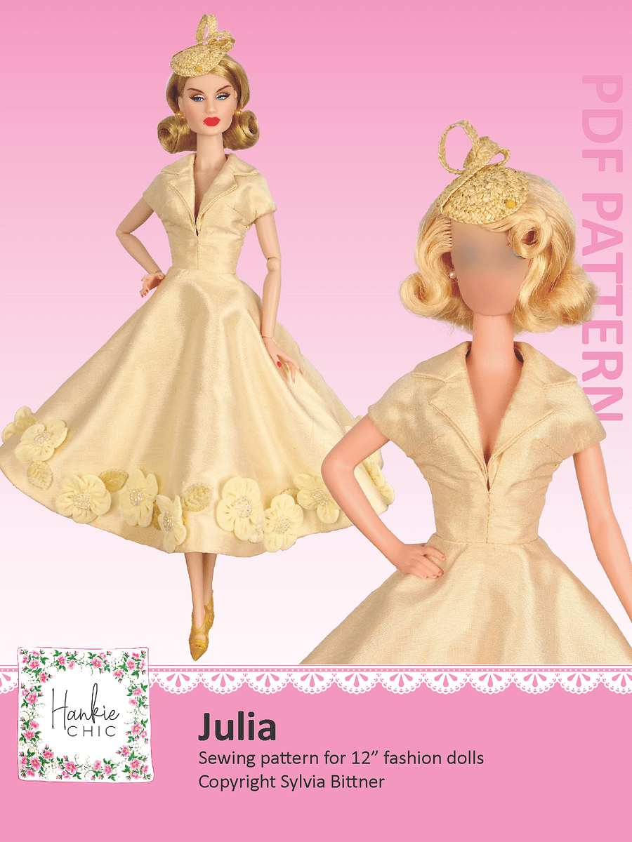 Julia sewing pattern for 12" fashion dolls product image (1)
