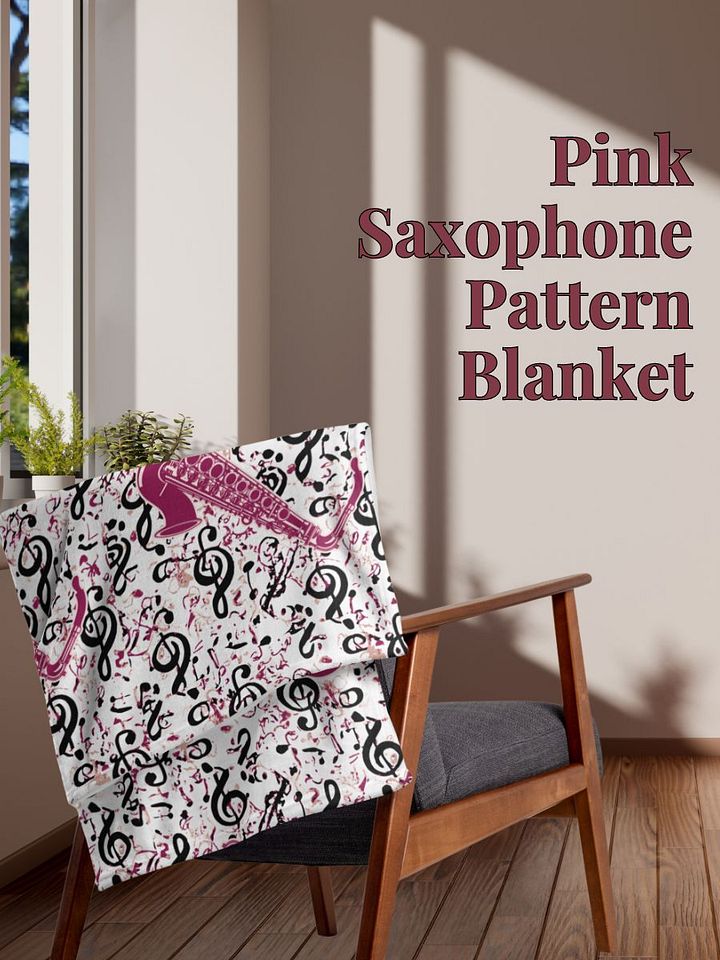 Pink Saxophone Pattern Throw Blanket product image (1)