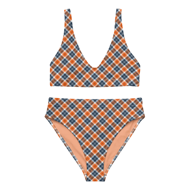 Orange and Blue Sporty Plaid Bikini product image (2)