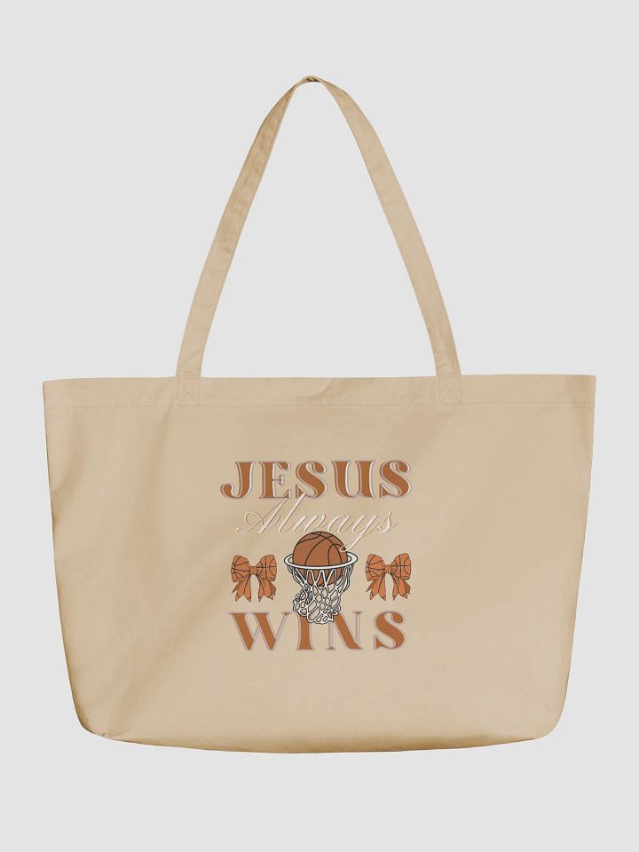 Jesus Always Wins Basketball Organic Tote Bag product image (1)
