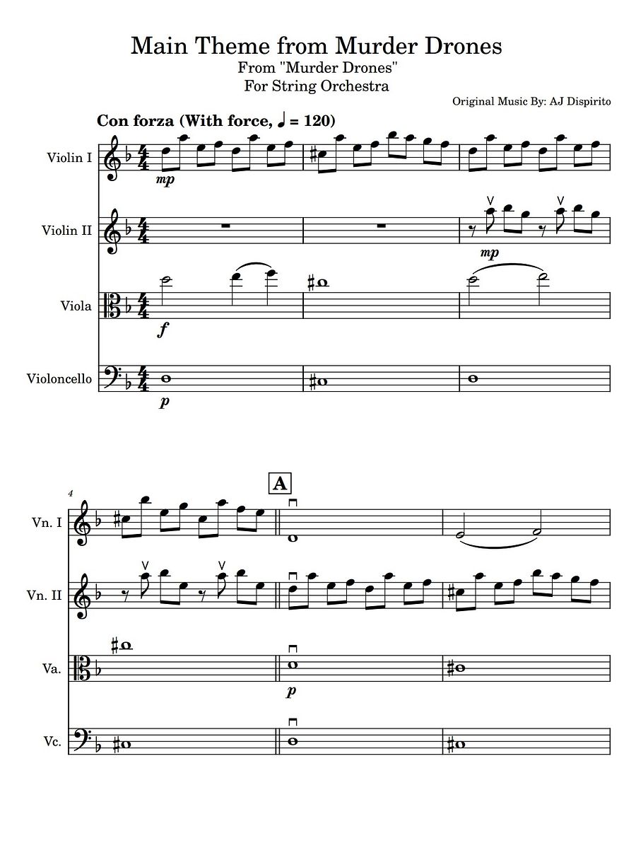 Main Theme from Murder Drones (Orchestra Cover) Sheet Music product image (1)