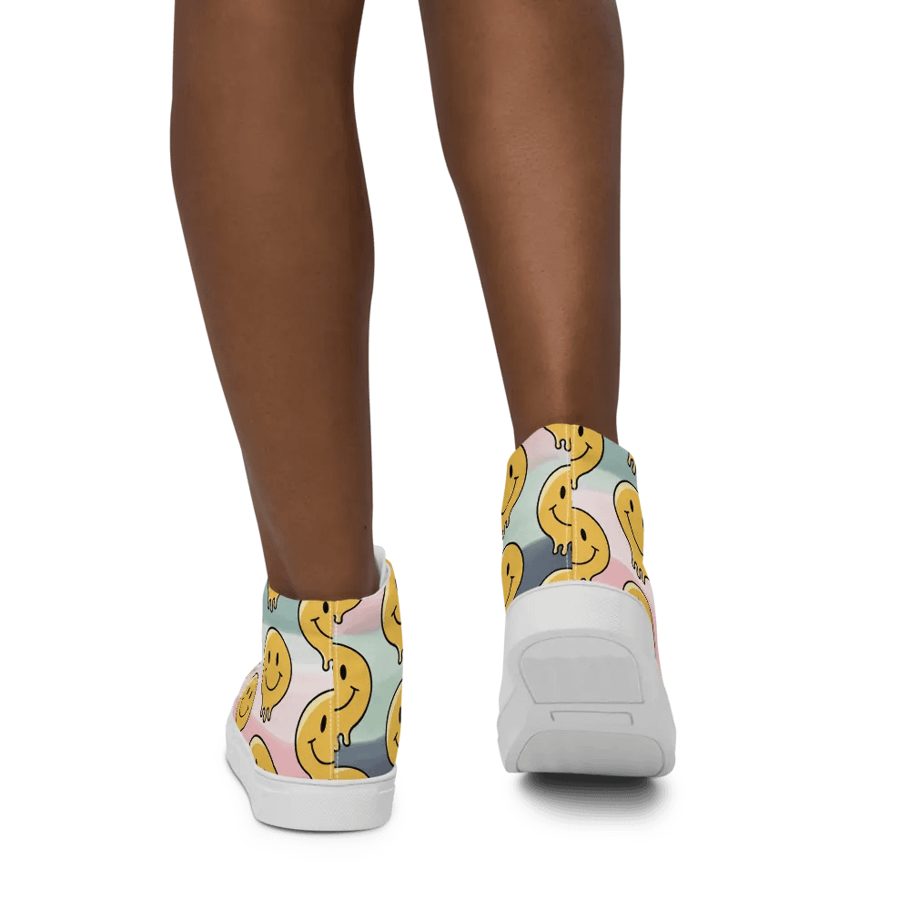 'Happy Face' Women's Handmade High Top Canvas Shoes product image (8)