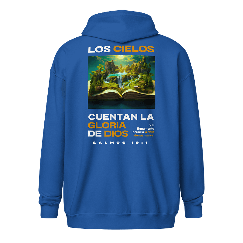 Sudadera Unisex con Capucha y Cremallera | Los Cielos cuentan la gloria de Dios