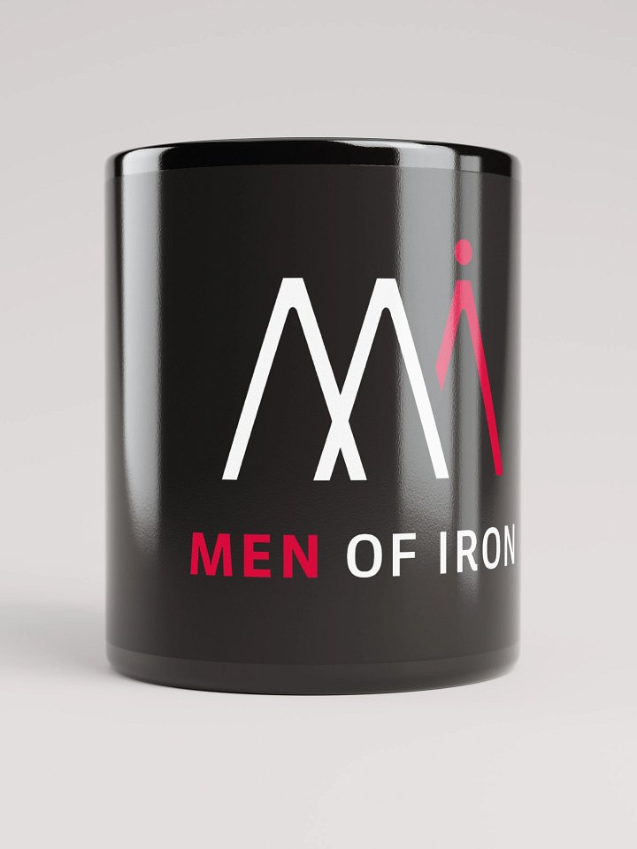 Men of Iron Logo Black Glossy Mug product image (1)