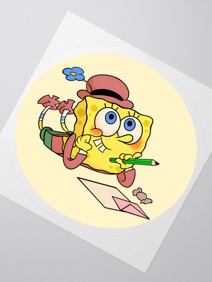 Cute Yellow Sponge Writing a Letter Sticker - Whimsical Cartoon product image (3)