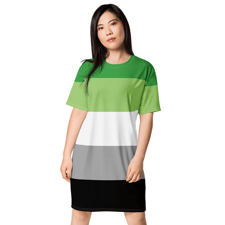 Aromantic Pride Flag T-shirt Dress product image (1)