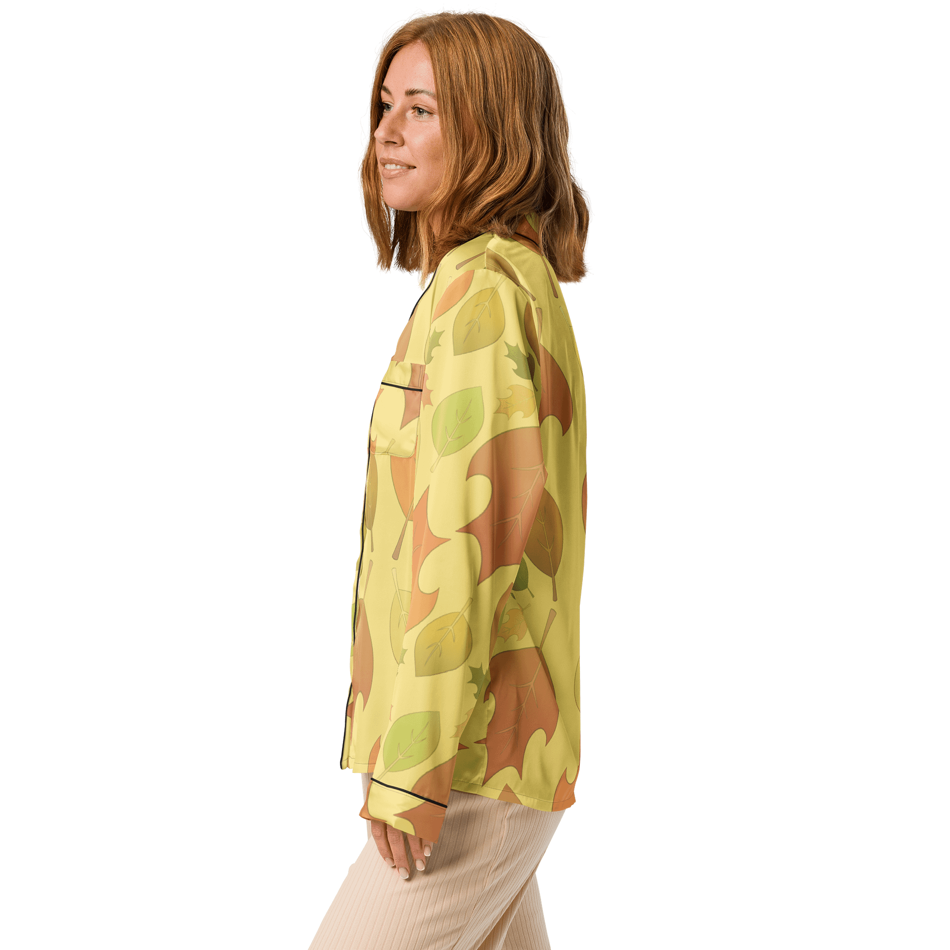 "Falling Leaves" Pattern - Women's Long Sleeve Pajama Top product image (4)