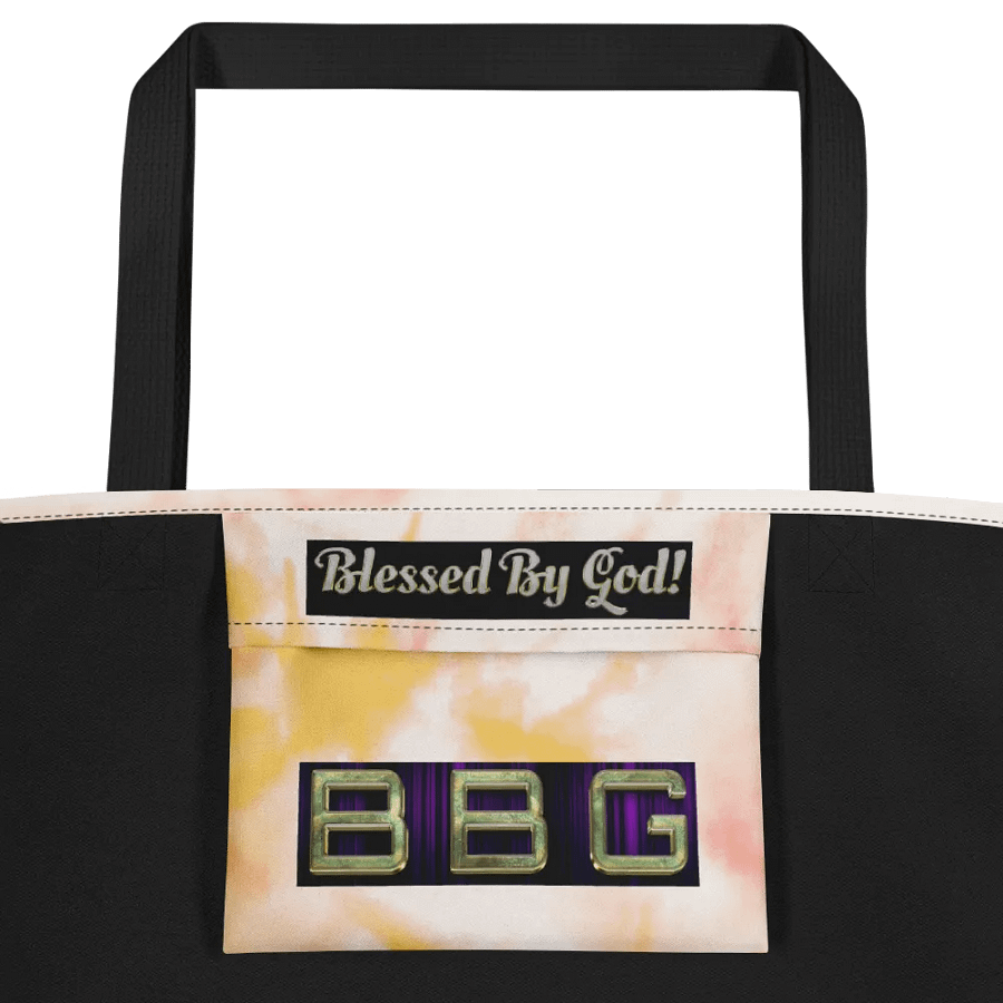 Orange Tie-Dye Tote Bag with Pocket-Green BBG (No Logo) product image (3)