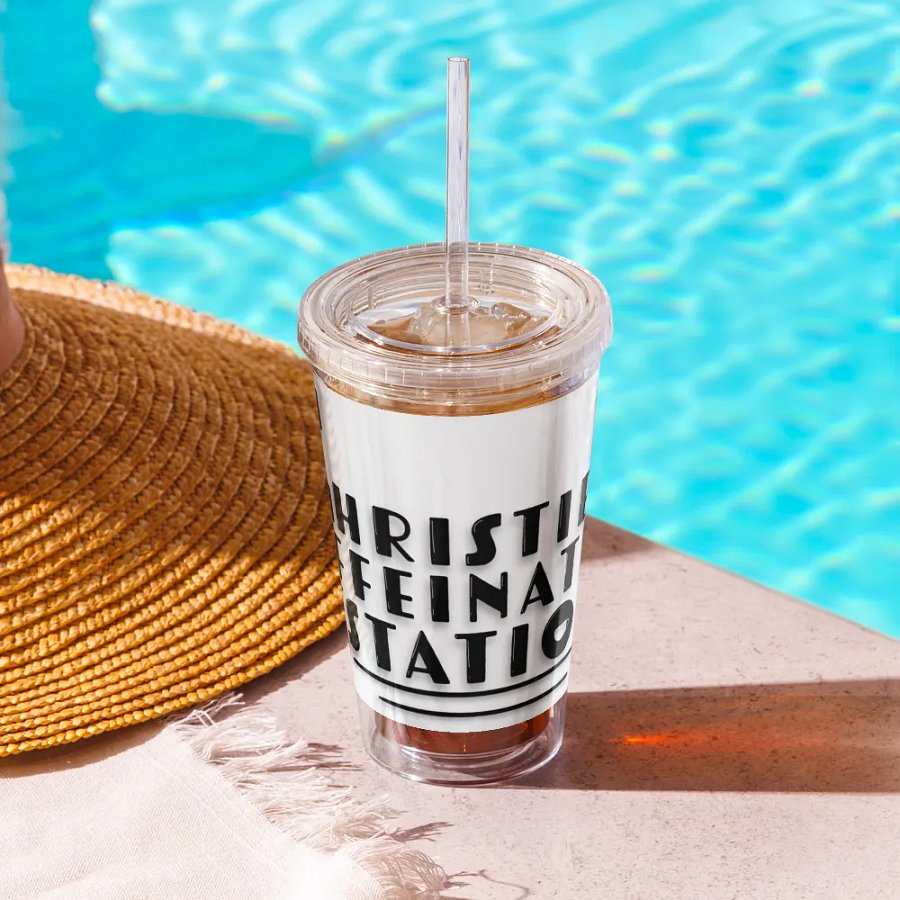 Clear Tumbler Cup with Lid & Straw - Black Text Logo product image (10)