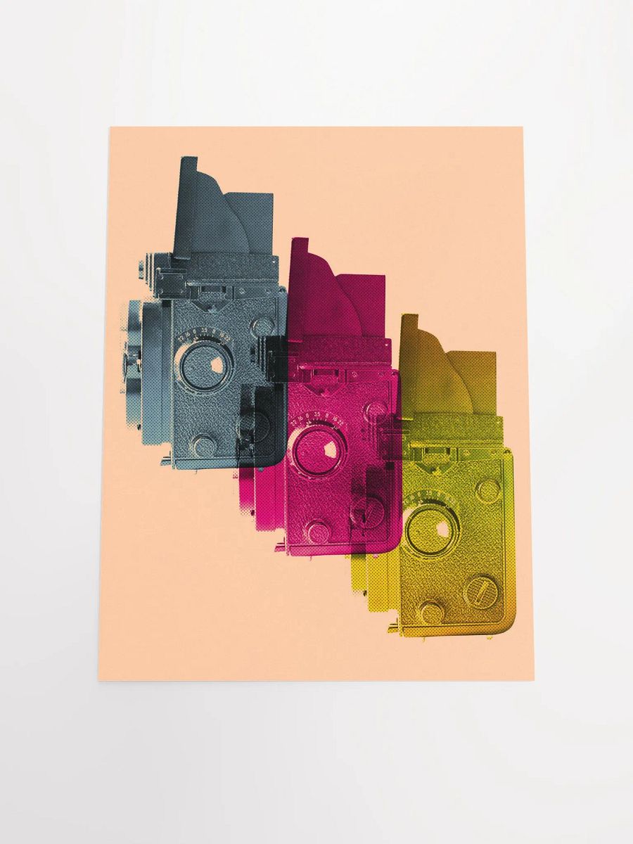 Vintage camera tri-colour print product image (10)