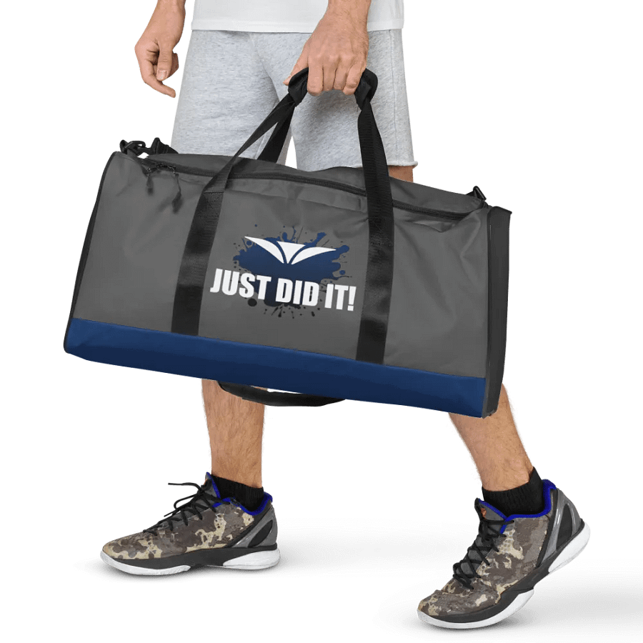Just Did It! Blue Splatter Gray Duffle Bag product image (7)