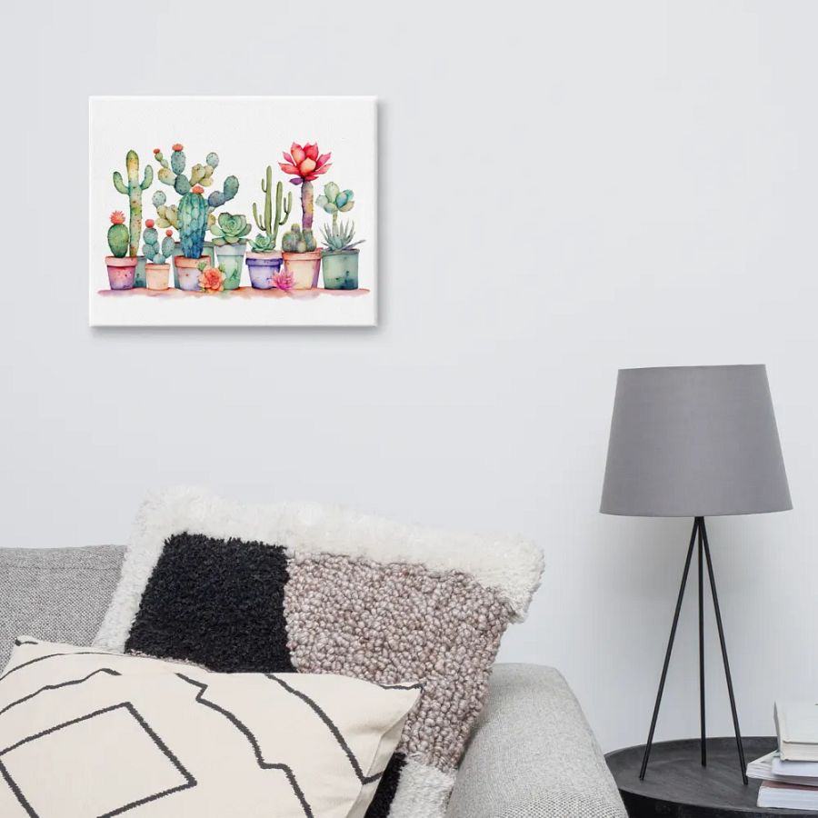 Colorful Potted Cacti And Succulents Canvas product image (5)